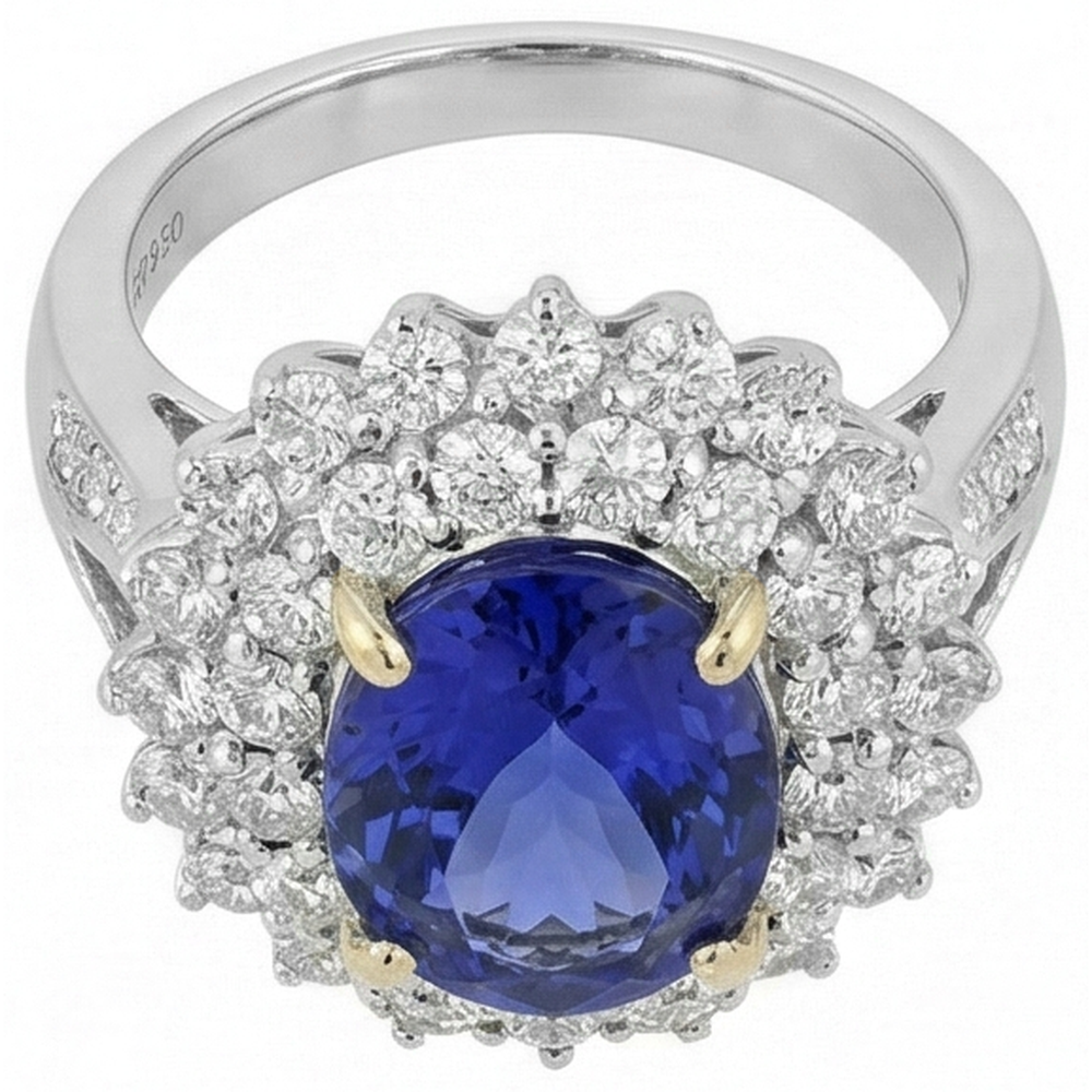 echter oval diamant 14.00Karat ring Draufsicht