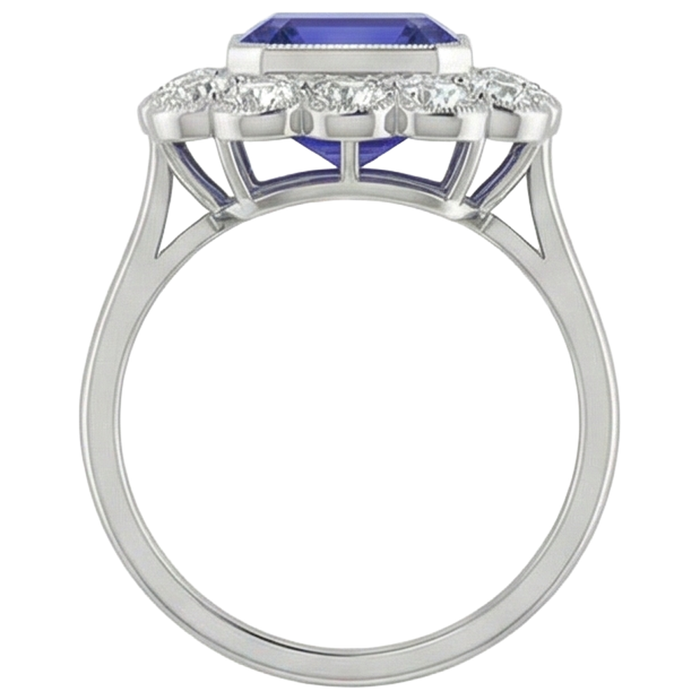 echter round tansanit 6.75Karat ring Draufsicht