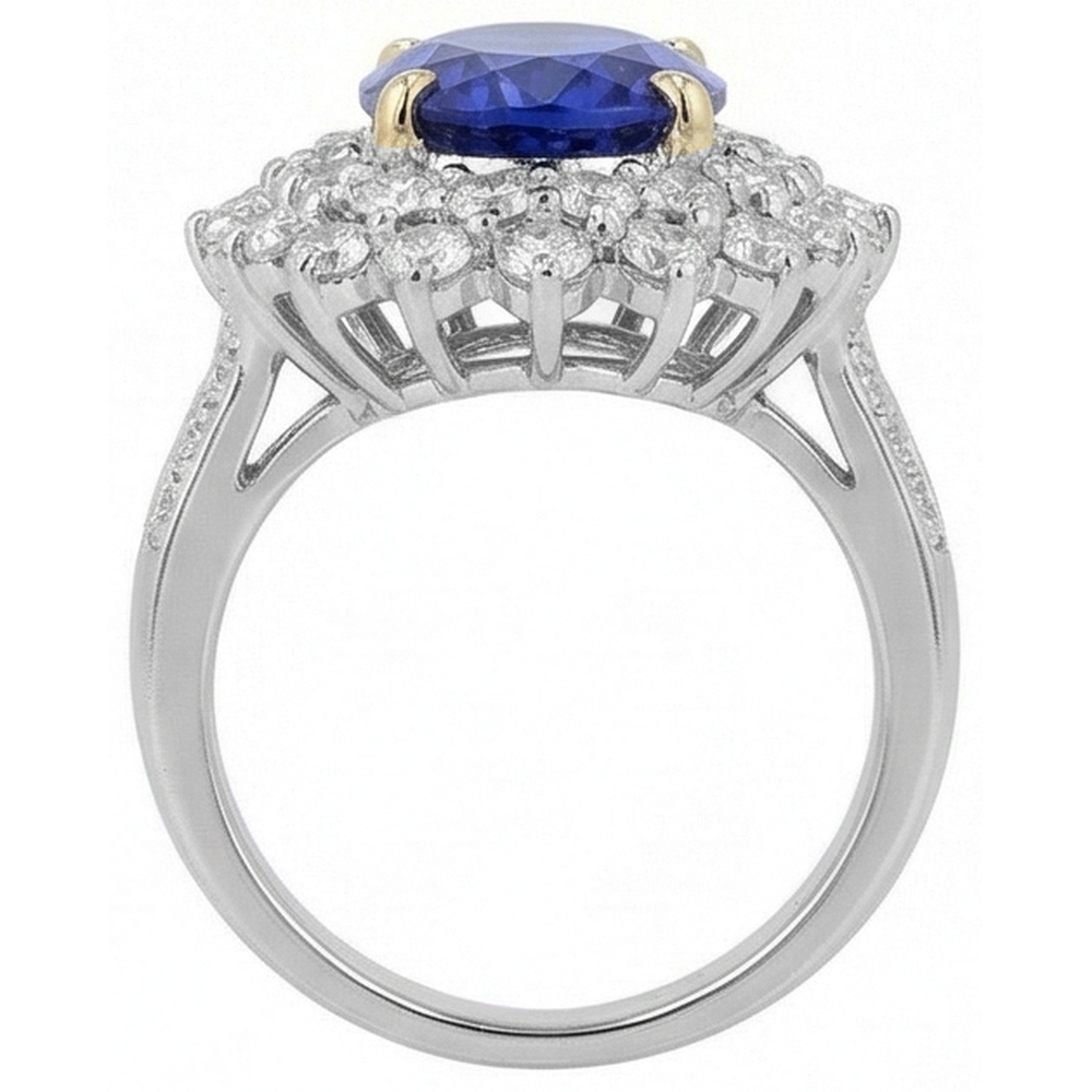 echter oval diamant 14.00Karat ring Profilansicht