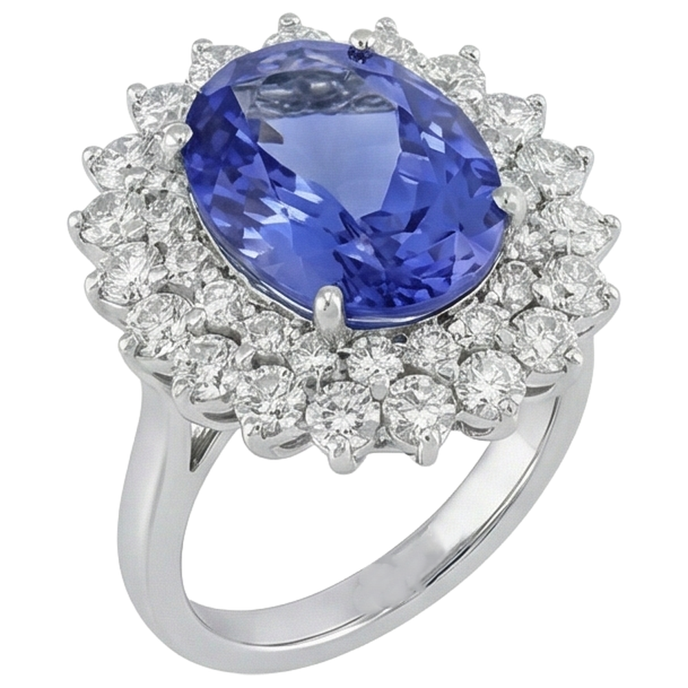 echter oval tansanit 6.75Karat ring Draufsicht