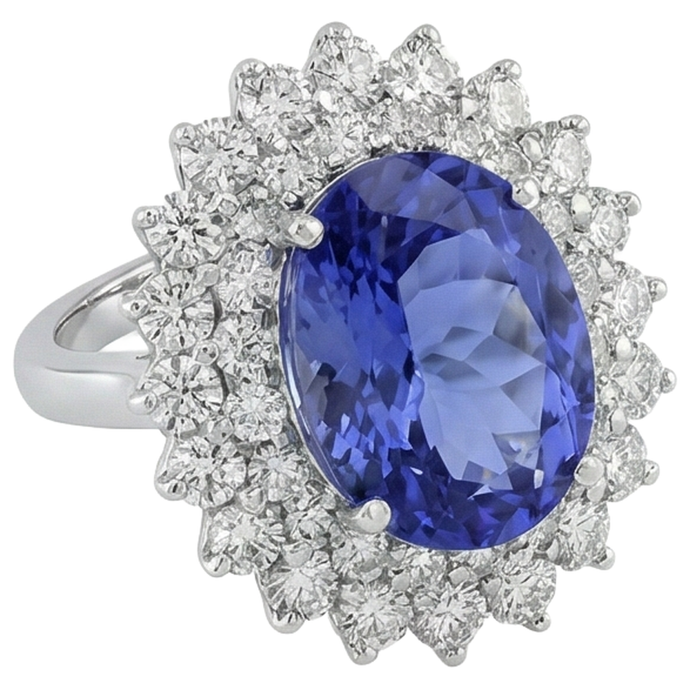 echter oval tansanit 6.75Karat ring Profilansicht