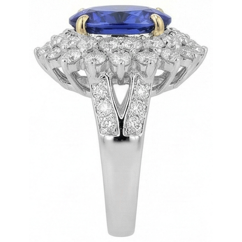 echter oval diamant 14.00Karat ring auf Weiß
