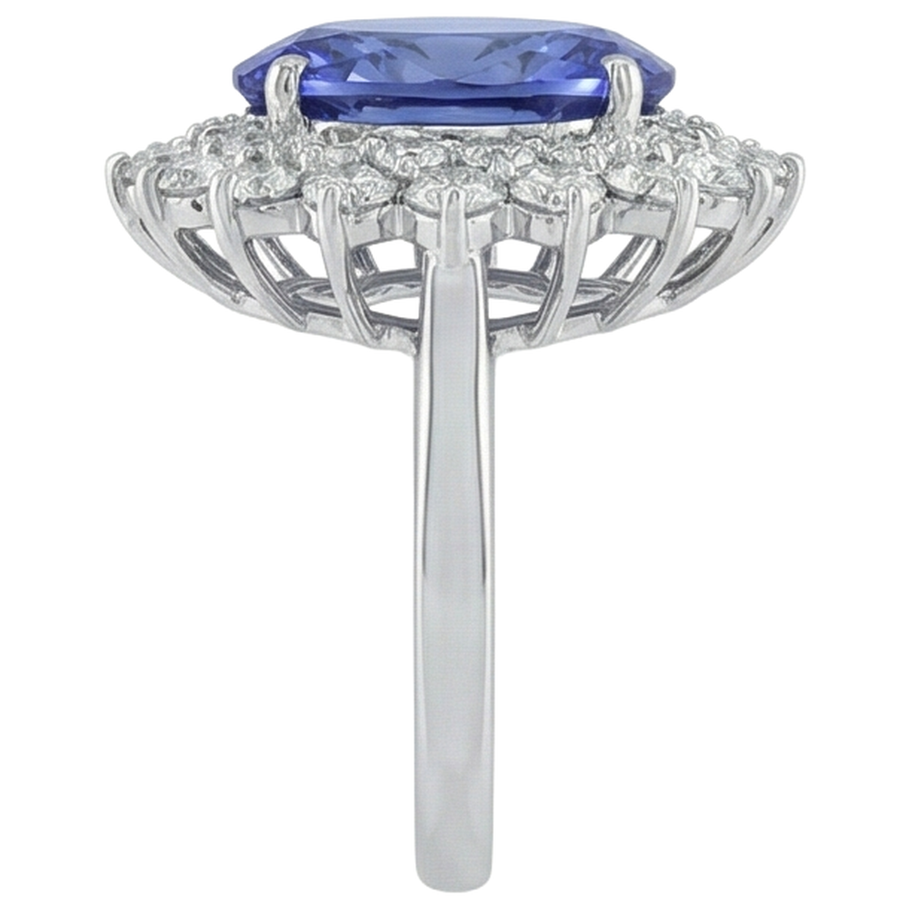 echter oval tansanit 6.75Karat ring auf Weiß
