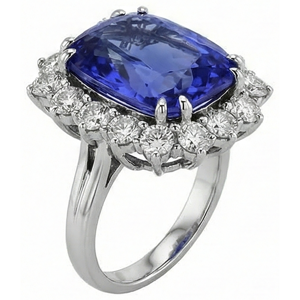 echter round tansanit 6.50Karat ring Detailansicht