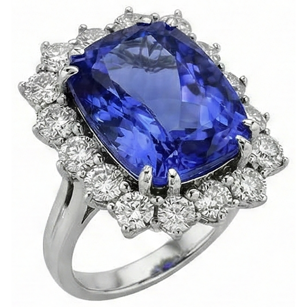 echter round tansanit 6.50Karat ring Draufsicht