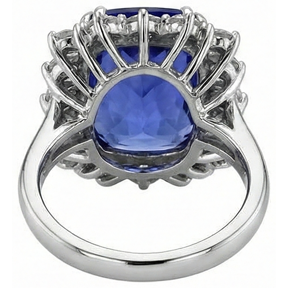 echter round tansanit 6.50Karat ring mit Diamantbesatz