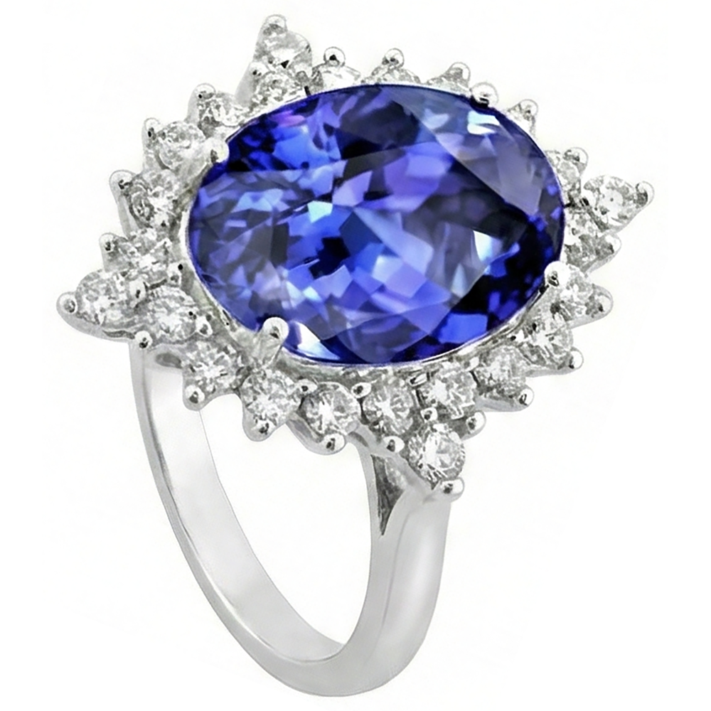 Tansanit Oval Diamant Verlobungsring 8.50 Karat Edelstein Schmuck Neu
