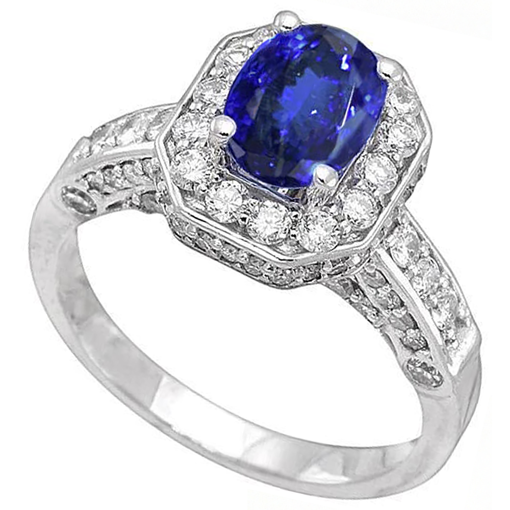 echter oval tansanit 3.61Karat ring Seitenansicht