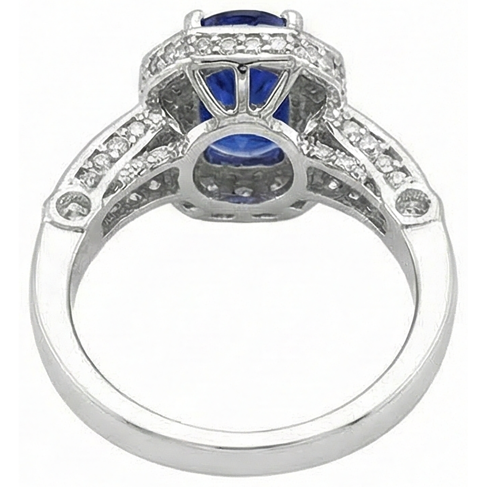 echter oval tansanit 3.61Karat ring mit Diamantbesatz