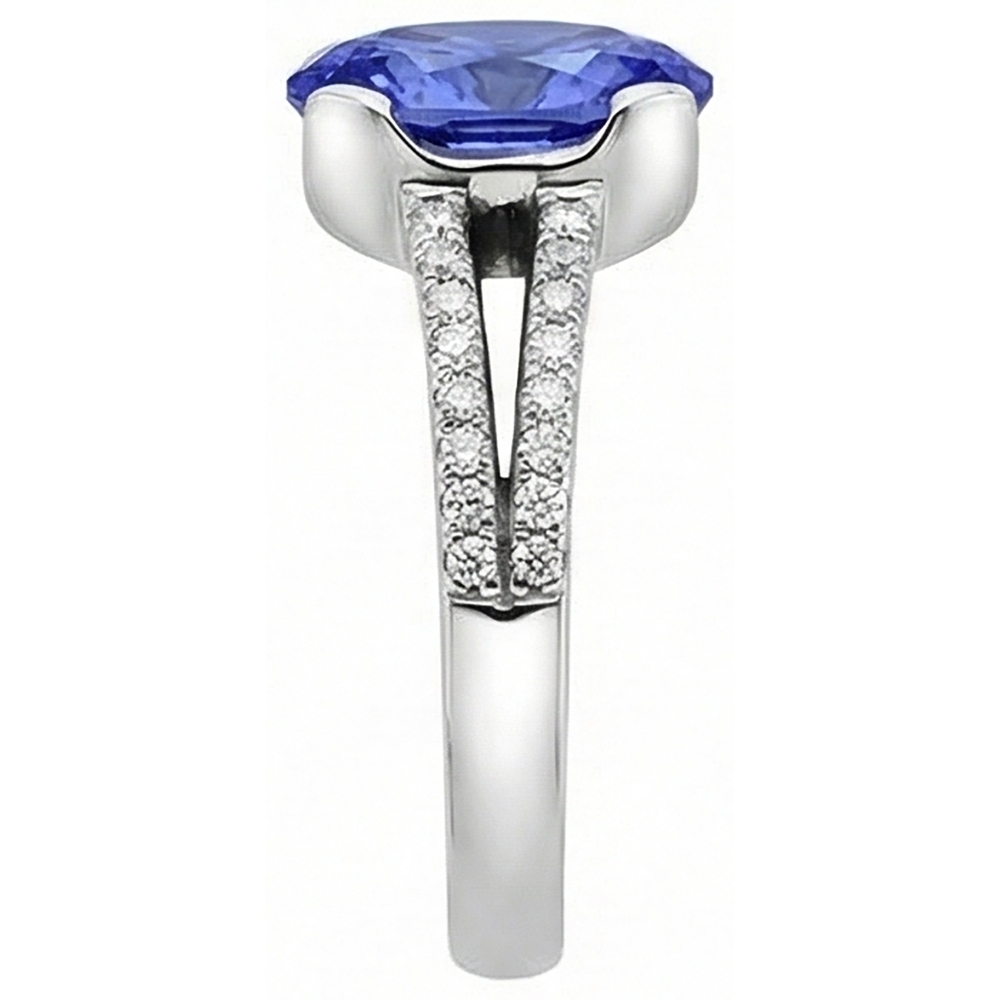 Tansanit Ovaler und runder Diamanten 3,75 Karat Edelstein Ring Schmuck