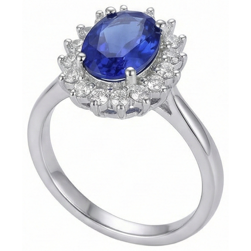 echter oval tansanit 4.00Karat ring Seitenansicht