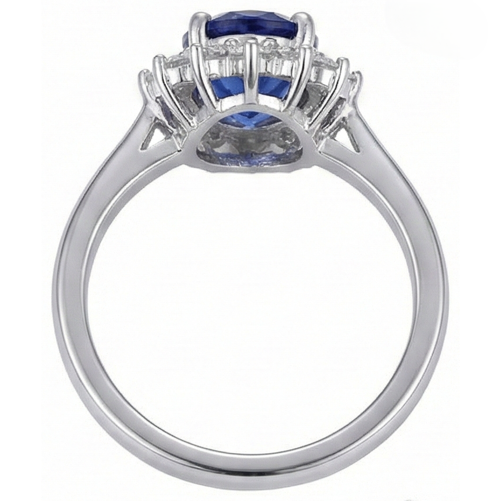 echter oval tansanit 4.00Karat ring Profilansicht