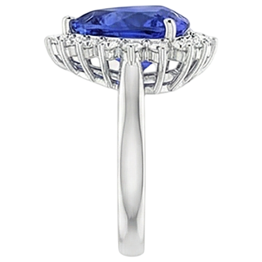 Tansanit & Runde Diamanten 4.60 Karat Ring Weißgold 14K