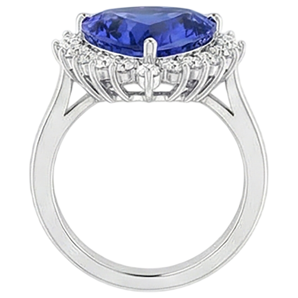 Tansanit & Runde Diamanten 4.60 Karat Ring Weißgold 14K