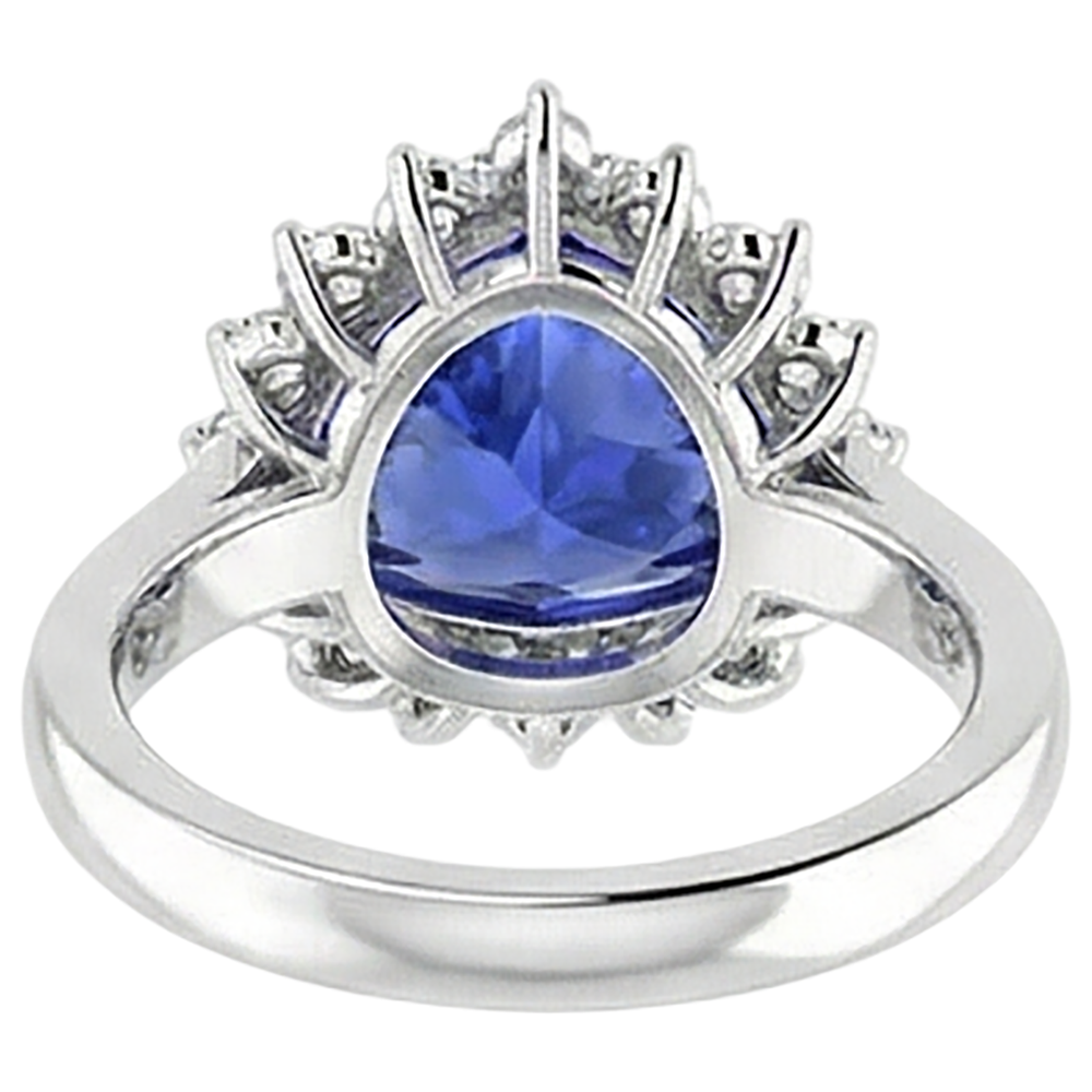 Tansanit & Runde Diamanten 4.60 Karat Ring Weißgold 14K