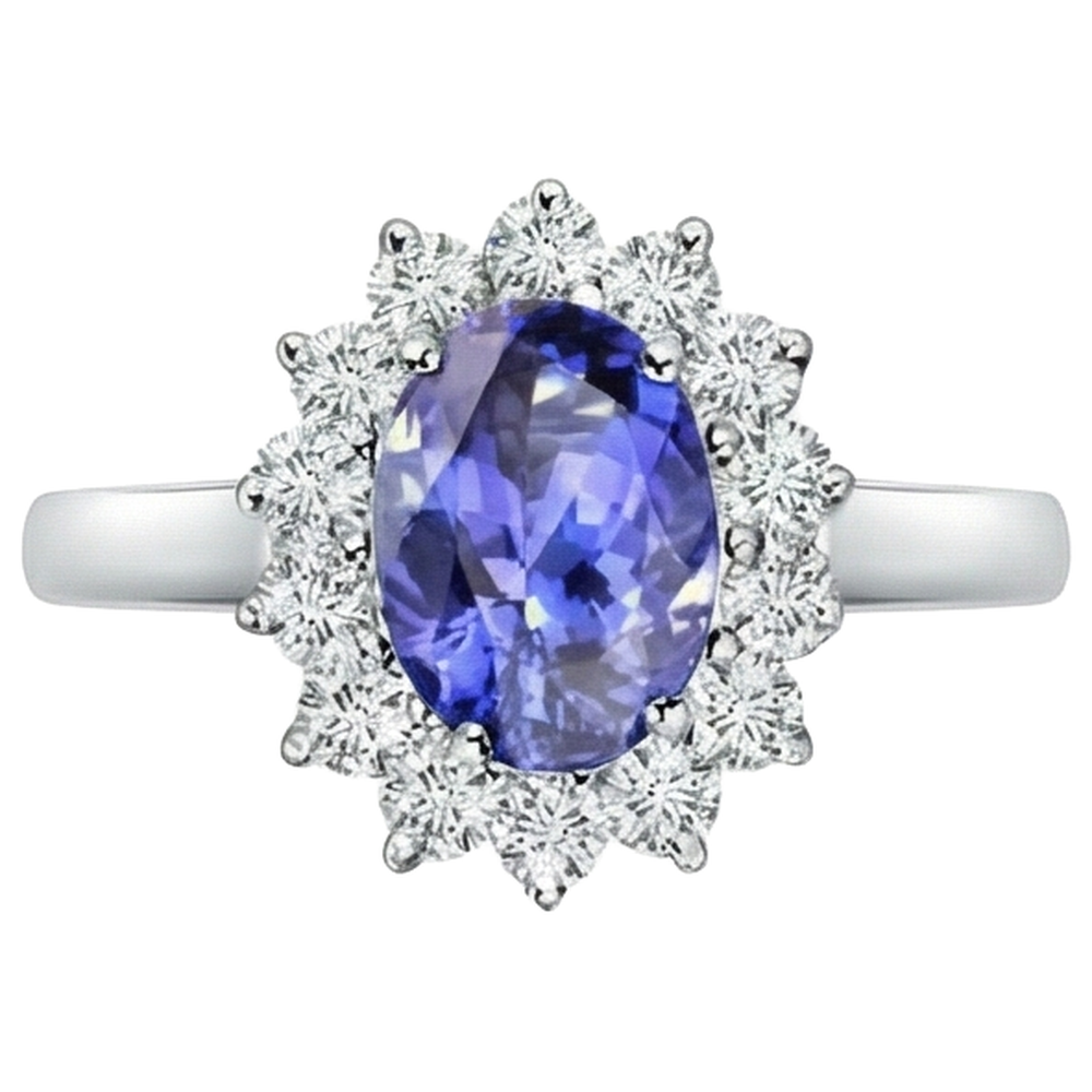 echter oval tansanit 6.50Karat ring Seitenansicht