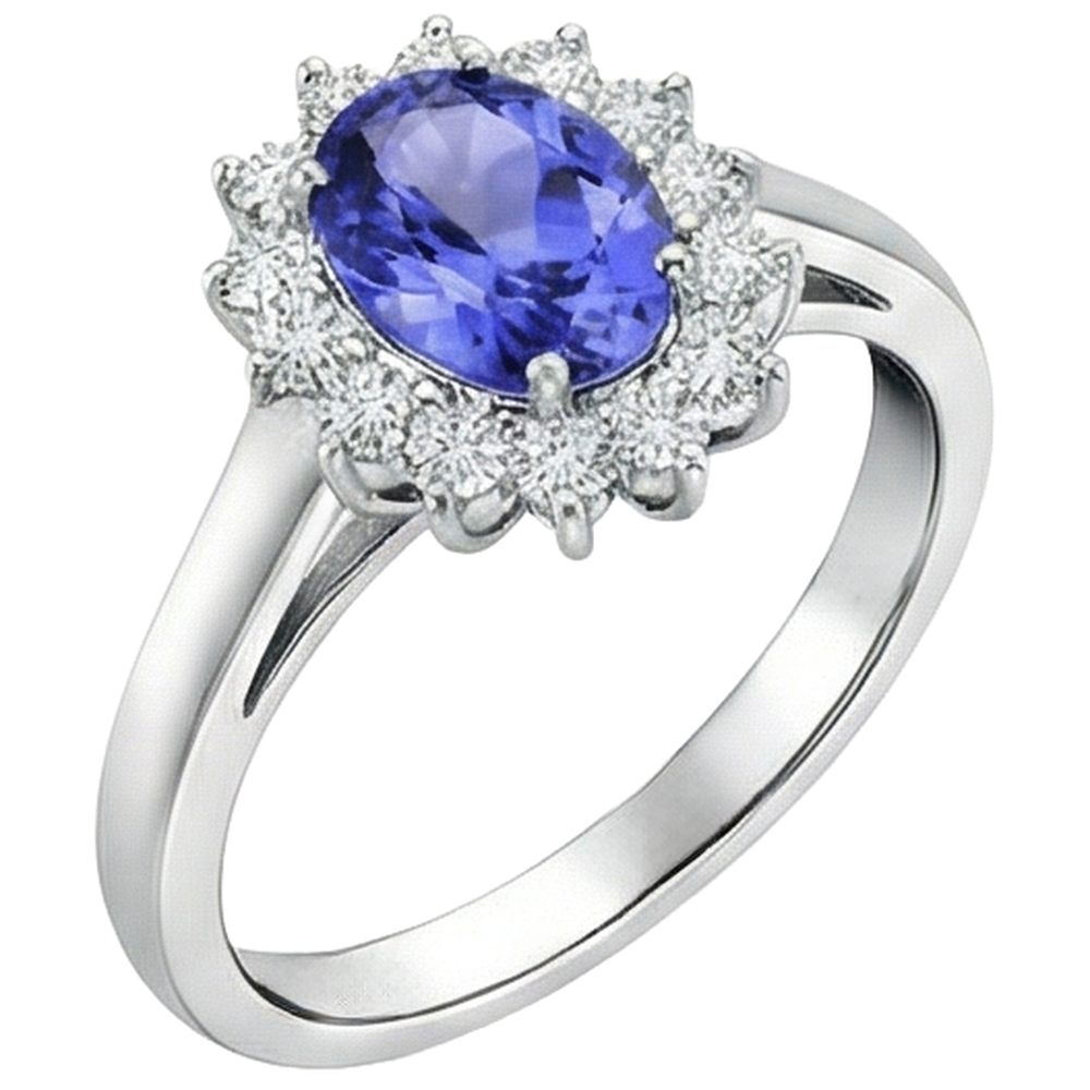 echter oval tansanit 6.50Karat ring Profilansicht