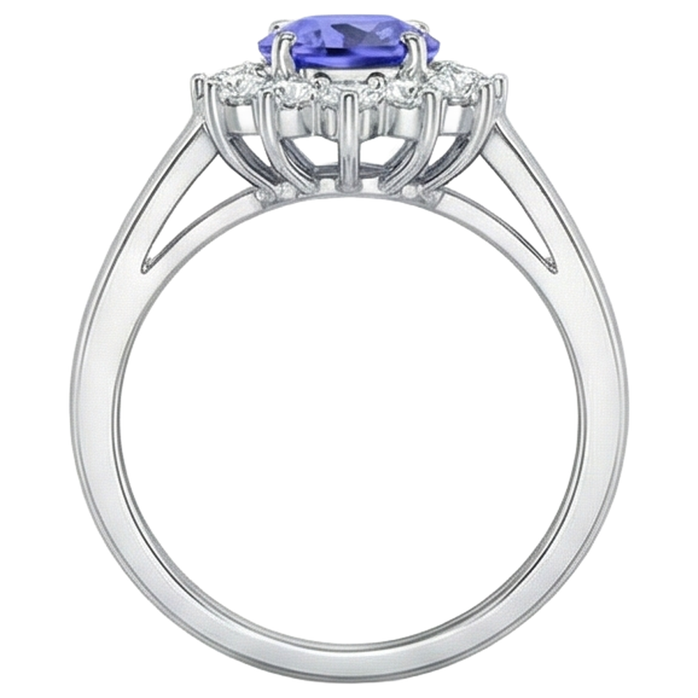 echter oval tansanit 6.50Karat ring mit Diamantbesatz
