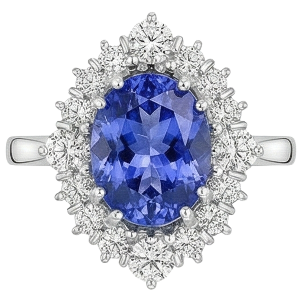 echter oval tansanit 5.20Karat ring Seitenansicht