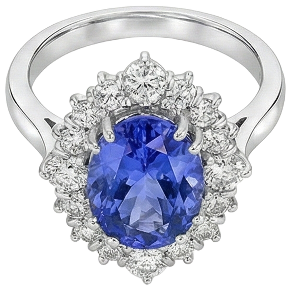 echter oval tansanit 5.20Karat ring Detailansicht
