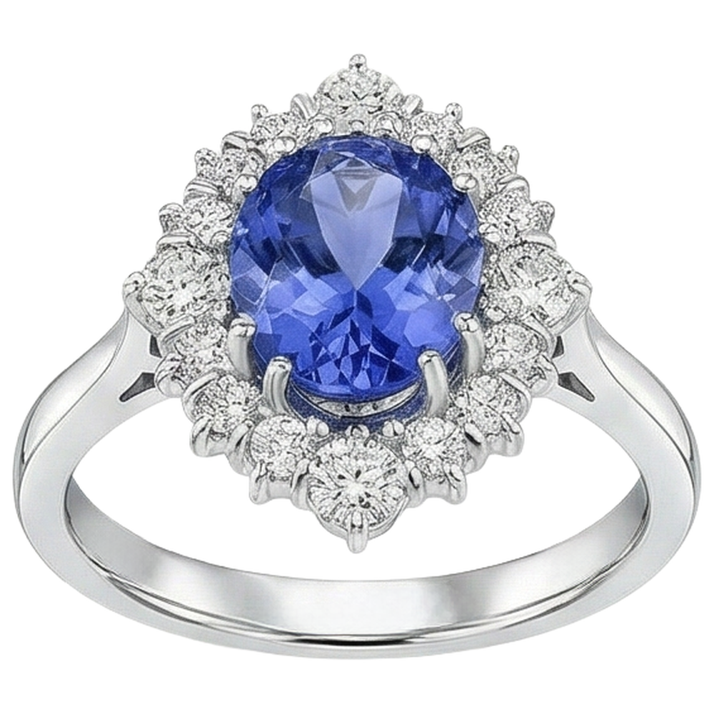 echter oval tansanit 5.20Karat ring Draufsicht