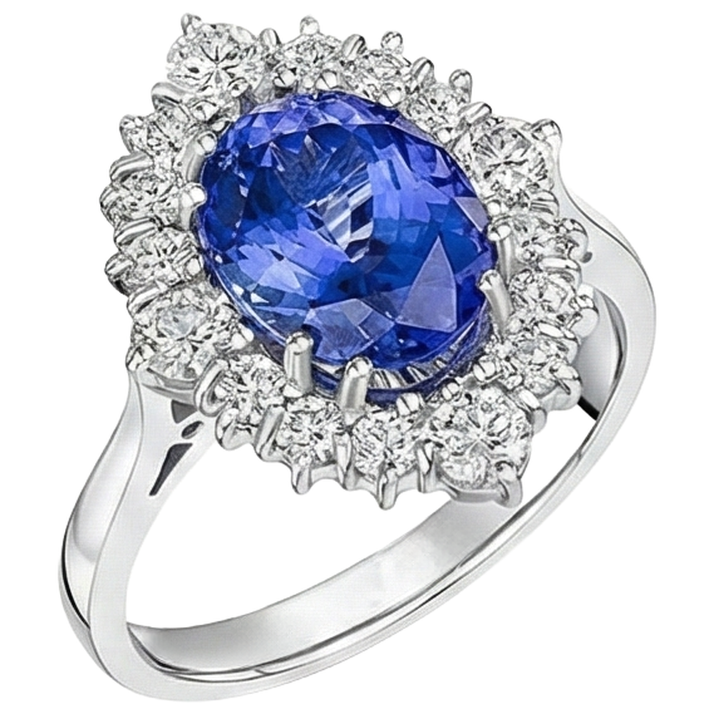 echter oval tansanit 5.20Karat ring Profilansicht
