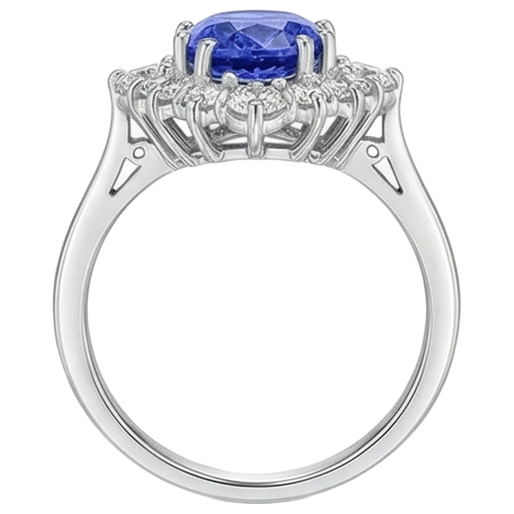 echter oval tansanit 5.20Karat ring auf Weiß