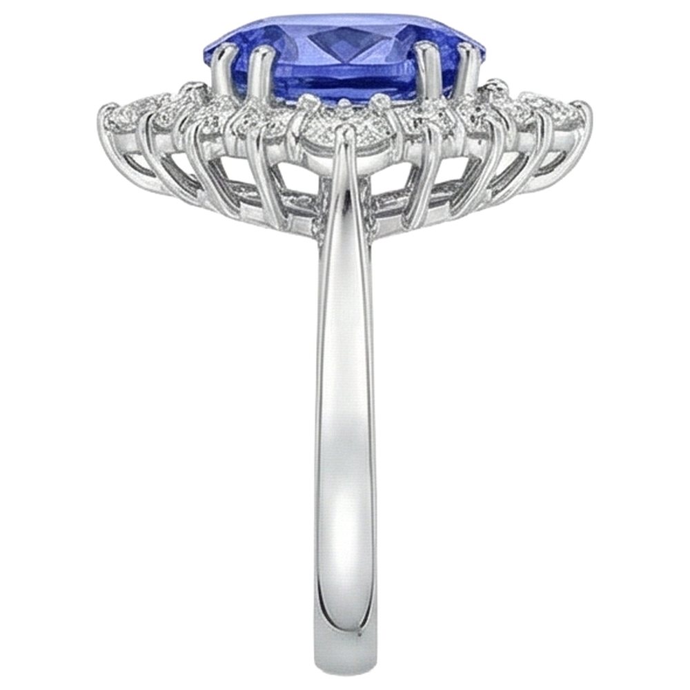echter oval tansanit 5.20Karat ring mit Diamantbesatz