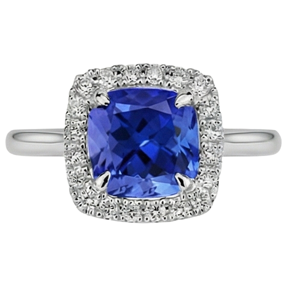 echter round tansanit 7.75Karat ring Seitenansicht