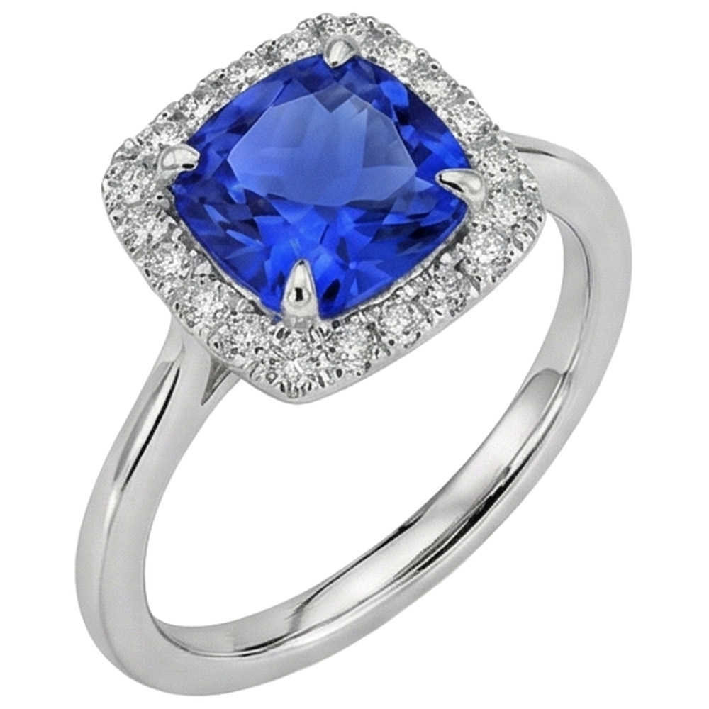 echter round tansanit 7.75Karat ring Draufsicht