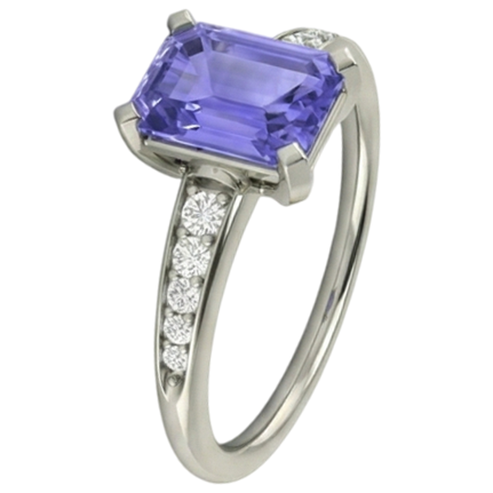 echter round tansanit 3.85Karat ring Seitenansicht