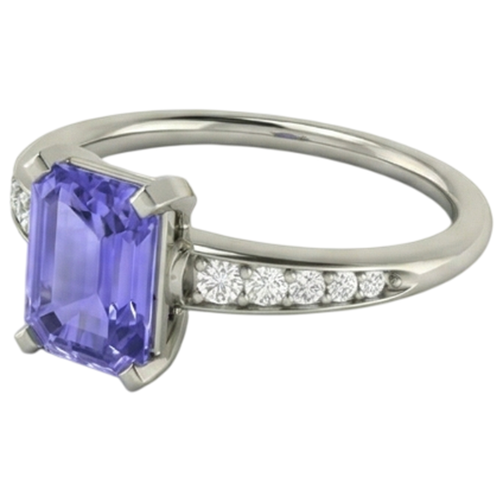 echter round tansanit 3.85Karat ring Detailansicht