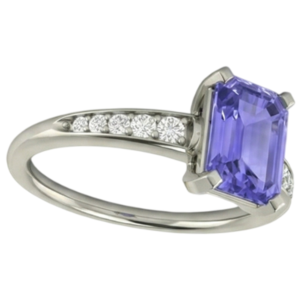 echter round tansanit 3.85Karat ring Draufsicht