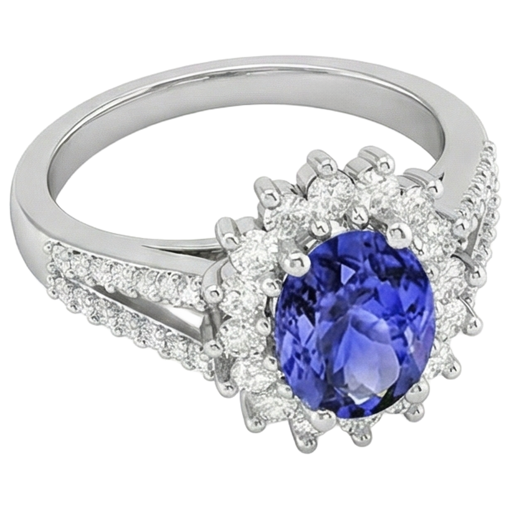 echter oval tansanit 4.75Karat ring Draufsicht