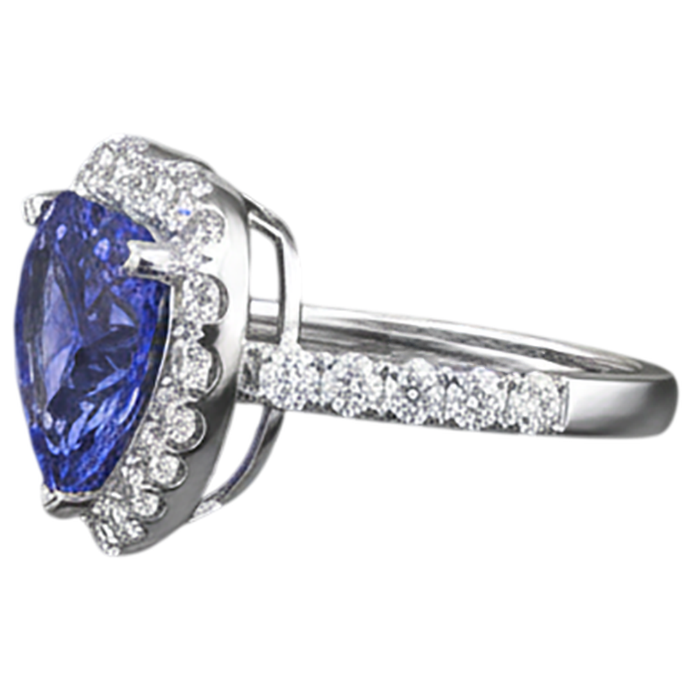 echter round tansanit 2.10Karat ring Profilansicht