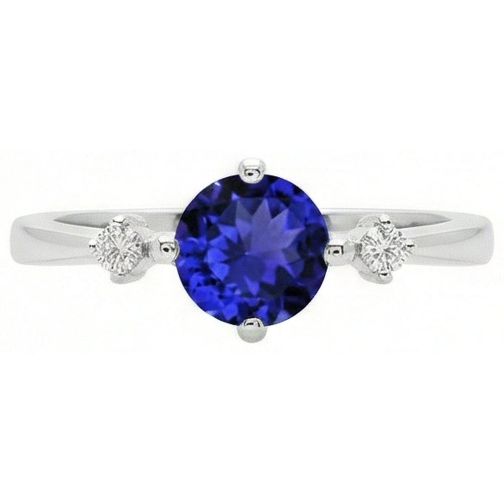 echter round tansanit 0.75Karat ring Seitenansicht