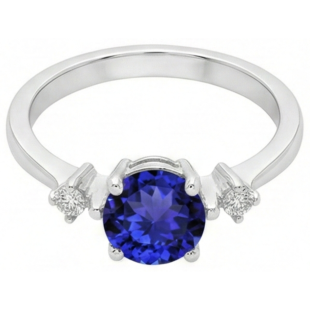 echter round tansanit 0.75Karat ring Detailansicht