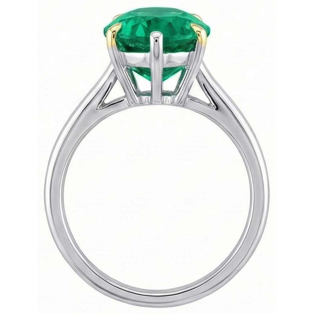 Premium Edler Smaragd Farbstein-Ring 3 Karat – Draufsicht
