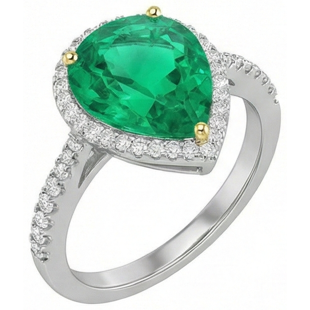 Authentischer Edler Smaragd Edelstein-Ring – Seitenansicht
