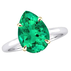 Bicolor 14K Gold GIA-Geprüft Edler Smaragd Farbstein-Ring 3 Karat