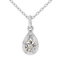 14K Weißgold Brillant Hänge-Anhänger – 1,50-Karat Old Mine Cut