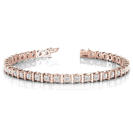 Tennisarmband Mit Rundem Natürliche Diamanten Aus 14 Karat Roségold Mit 8 Karat