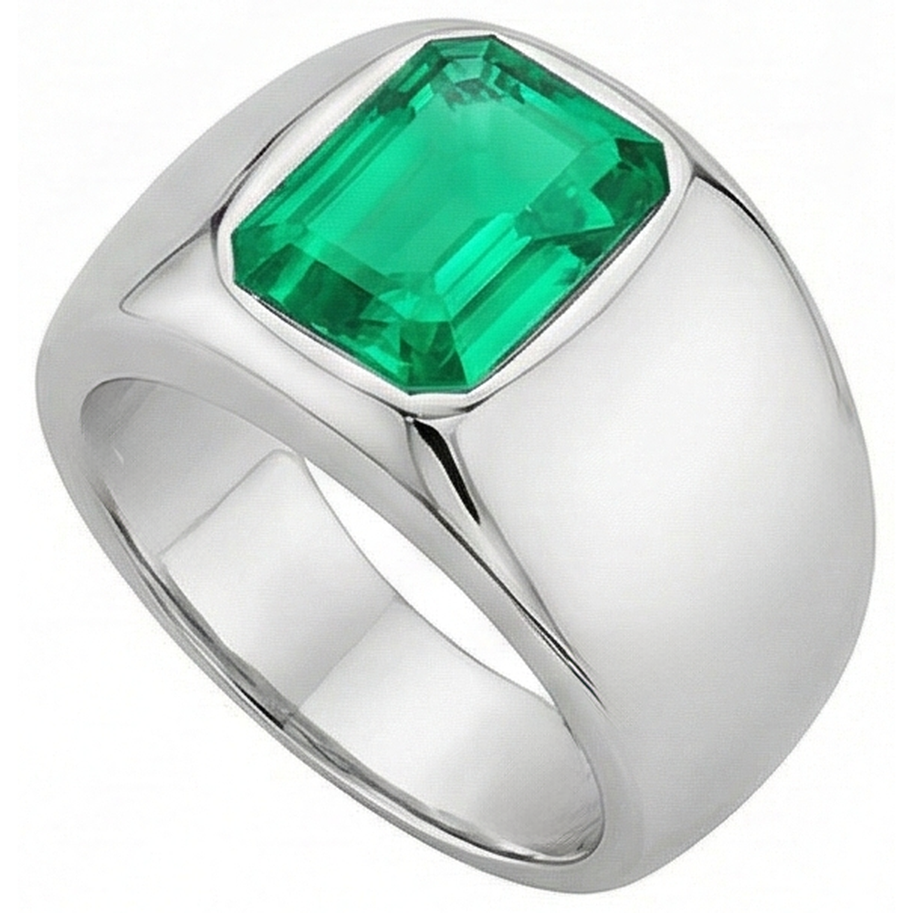 Edler Smaragd Farbstein-Ring 2-Karat 14K Weißgold – Profilansicht