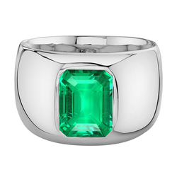 Zargenfassung Farbstein-Ring – Edler Smaragd 2 Karat 14K Weißgold