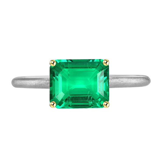 Edelstein-Ring Bicolor 14K Gold mit Kolumbianischer Smaragd – Hauptansicht
