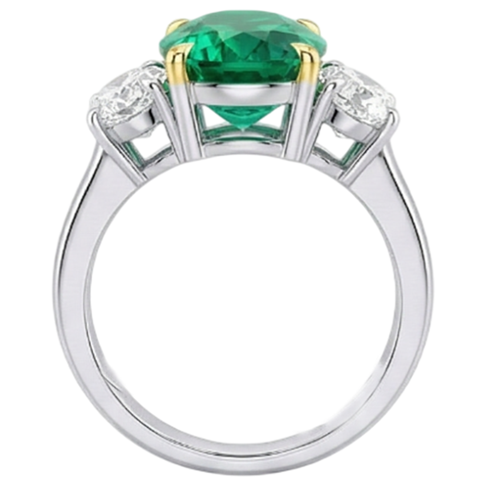 Feiner Smaragd Farbstein-Ring 4 Karat – Profilansicht
