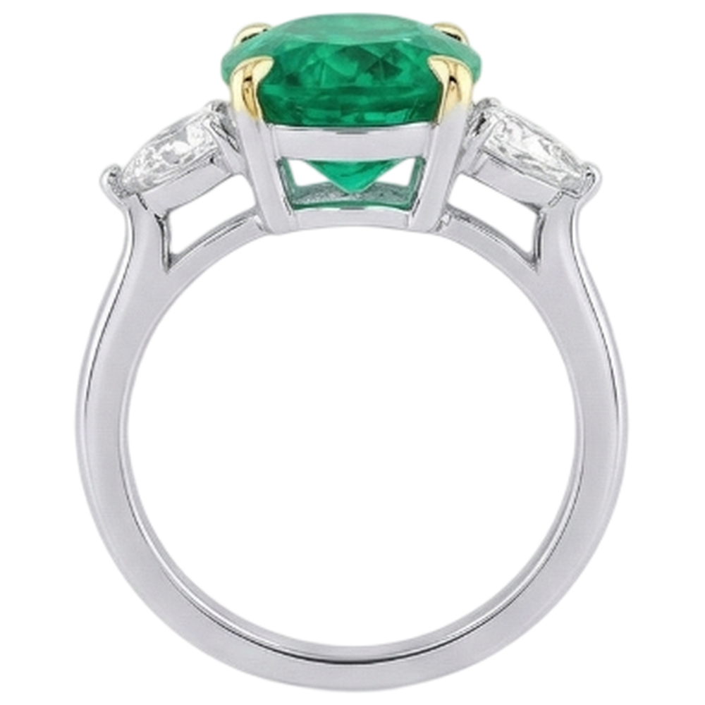 Kolumbianischer Smaragd Schmuckstein-Ring 4-Karat 14 Karat Zweifarbig Gold – Draufsicht