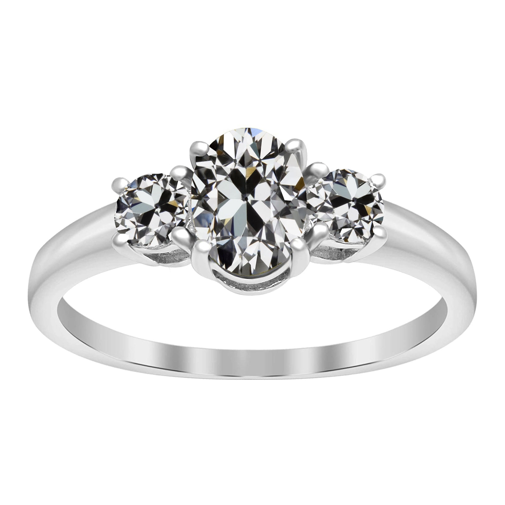 Stilvoller Edler Diamant Dreisteinring 3 Karat – Hauptansicht