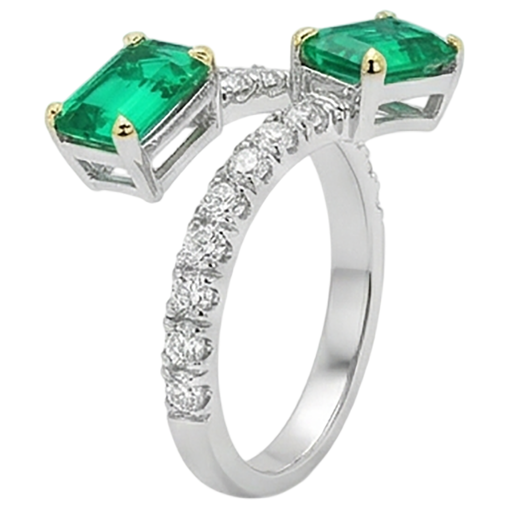 Strahlender Edler Smaragd Edelstein-Ring 2 Karat – Profilansicht