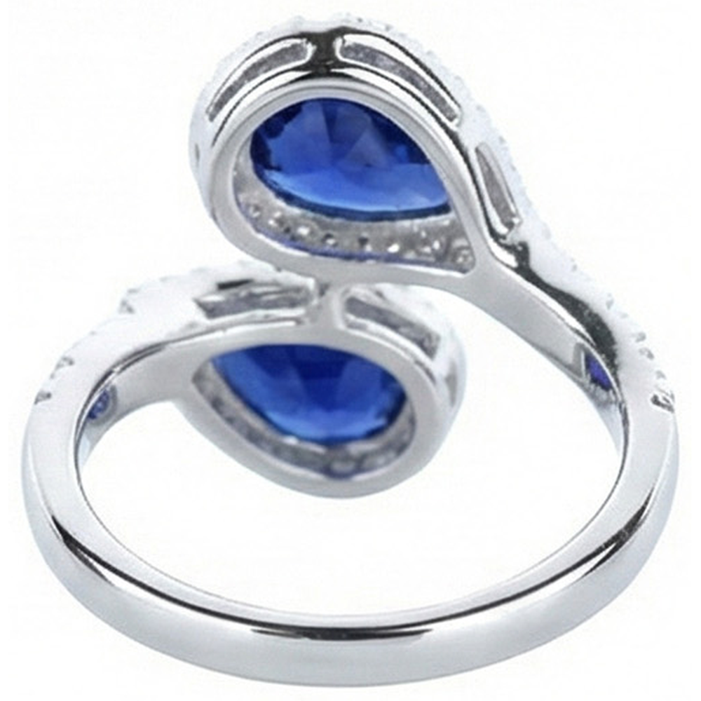 Toi et Moi Halo Ring Birne Ceylon Saphire & Natürlicher Diamant ( nicht im Labor gezüchtet )en 5,50 Karat Gold